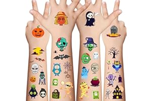 AWINMAY Halloween Temporary Tattoos for Kids - 120 Pieces Halloween Trick or Treat Fake Tattoos for Boys and Girls festival Prizes Assorted Goodies Party Favor for Kids Goody Bag Stuffers 11 Sheets