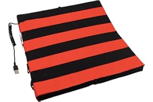 BUMFIRE Heated Stadium Seat Cushion | Thermal Heat to Keep You Warm When Doing Outdoor Activities Like Camping | Foldable & Portable | Water & Dirt-Resistant | USB Connector | Black/Red | 35x35x3.5 cm