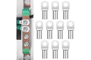 BFBYTAY 10 Piezas Terminales Eléctricos,Terminales Cables Electricosde con Ojal de Cobre Estañado,Terminales Electricos Sin Aislamiento,Terminales Tubular para Cables De Batería(35mm²-M8)