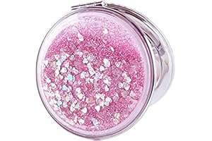 BNFGD Makeup Compact Mirror, Portable Folding Makeup Pocket Mirror for Men Women Girls Pocket Wallet,Handheld 2-Sided Mirror, Round