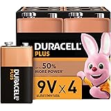 Duracell Plus 9V Alkaline Batteries for smoke alarms [Pack of 4], 1,5 Volts 6LR61 MN1604 ideal for smoke alarms