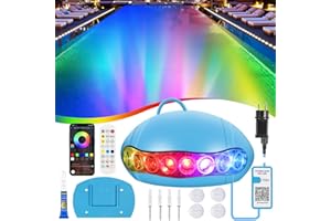BLUMACHT 18W LED Luces Piscina, IP68 Impermeable, 12V Luces Magnéticas para Piscina Subacuáticas Cambian Color con Control APP, Focos Piscinas LED Sumergibles, Luz Magnetica Piscina con Ventosas, Luces Bañera