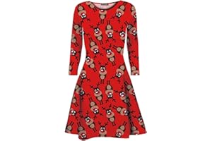 Fashion Star Women Xmas Santa Gift Reindeer Swing Mini Dress