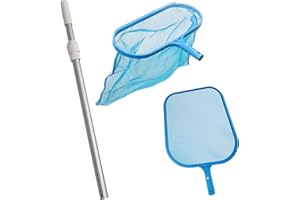 MEDIPOOL POWERHAUS24 3-in-1 Landing Net Set with Surface/Leaf and Floor Net and Aluminium Telescopic Pole Diameter 3 cm, Two-Piece, Extendible up to 117 cm, for Pools and Hot Tubs