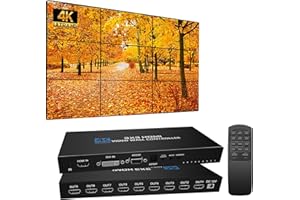 GKRONG 4K Video Wall Controller 3x3, HDMI TV Wall Processor，9 tv Screens into 1 Wall Display with 180 Degree Rotate，Multiple tv Screens one Picture, 13 Splicing Modes 2x1、2x2、2x3、2x4、3x1、3x2、3x3