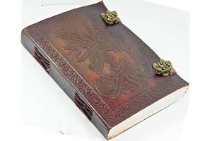 SKH HONEY LEATHER EXPORTERS honey leather exporters Livre vierge en cuir avec double dragon Fait à la main