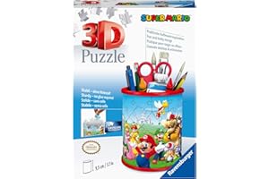 Ravensburger - Puzzle 3D Pot à Crayons - Super Mario - A partir de 6 Ans - 54 pièces numérotées à Assembler sans Colle - Accessoires Inclus - Hauteur 9,5 cm - 11255