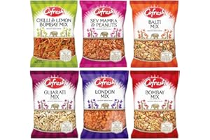 GRONETS Indian Savoury Snack Bundle Pack with Cofresh Chilli & Lemon Bombay Mix, Sev Mamra & Peanuts Mix, Balti Mix, Gujarati Mix, London Mix, Bombay Mix (Each 200g - 1 Pack) | Total - 6 Pack