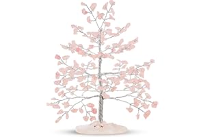 PYOR Rose Quartz Tree - Pink Room Decor Aesthetic - Chakra Tree - Pink Desk Accessories - Chakra Tree Of Life - Artificial Bonsai Trees - Tabletop Money Tree - Feng Shui Decor - Artificial Trees