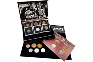 IMPACTO COLECCIONABLES Pièces de collection authentiques dans un étui - Seconde Guerre mondiale - Collection des Alliés et de l'Axe - Pièces anciennes contrôlées par des experts - Certificat d'authenticité inclus