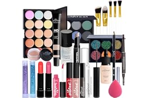 MKNZOME 25Pcs Kit de maquillage Complet, Polyvalent Ensemble de Cosmétique avec Fard à Paupières Palette Correcteur Fard à Joues Rouge à Lèvre pour Femme, Tout-en-un Mallette de Maquillage Beauté Set#3