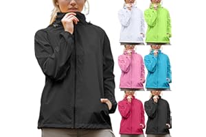 RUITOTP Veste Imperméable Femme Coupe-Vent avec Capuche, Séchage Rapide, Veste Sport pour Voyages et Vélo, S à XXL, Noir