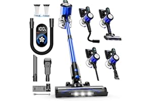 ITHARION Aspirapolvere Senza Fili con Max 60MIN, Aspirazione Potente da 500W/50000PA, Ricarica a Parete, Scopa Elettrica Senza Fili Potente con LED Screen, Spazzole Multiple, Adatto per Tappeti/Pavimenti