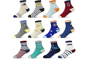 HYCLES Dziecięce skarpety z tworzywa ABS, dla dzieci w wieku 0-7 lat, 12 par, skarpety antypoślizgowe, dla chłopców i dziewczynek, 23-26, 27-30