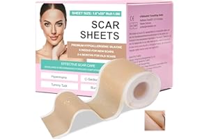 Grunda Parches Cicatrizantes, Reutilizable (4cm X 150cm), Lámina Autoadhesiva de Silicone Scar Sheets, Parche De Silicona Para Cicatriz Causadas Por CesáReas, Quemaduras, Queloides, Acné y Más