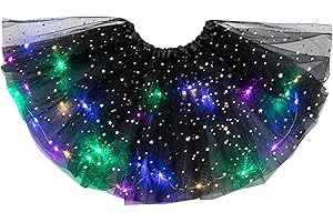LOMELOMME Fauean Karneval Kostüm Tüllrock Damen LED Balletttanz Rock 3-Lagen Tanzkleid Ballkleid Glänzend Festliche Unterrock Sexy Netz-LED-Schichtrock