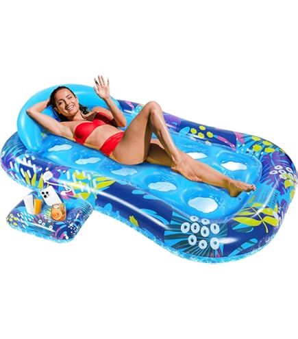 Colchoneta Inflable Para Piscina De 150x75 Cm – Con Reposacabezas, Reposabrazos Y Base De Doble Bolsillo, Ideal Para Tomar El Sol Y Relajarse En El Agua