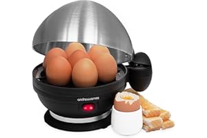 Andrew James Egg Boiler Poacher Electric Cooker with Steamer Attachment for Perfect Soft and Hard Boiled Eggs | up to 7 Egg Capacity | Water Measuring Cup & Egg Piercer | 380W
