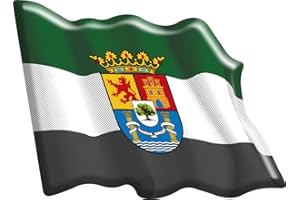 Artimagen Pegatina Bandera Ondeante Extremadura Resina 66x48 mm.