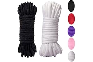 WUWYOUWL WYMAODAN Corda in Morbido Cotone, 2 Pezzi 10 M / 8 mm Corda per Tutti Gli Usi Corda Artigianale in Cotone Spesso Corda Intrecciata (Nero+Bianca)