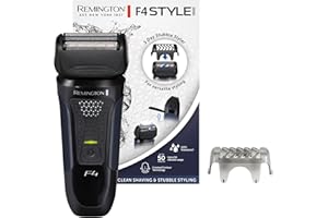 ‎REMINGTON Remington Elektrischer Rasierer [Nass- & Trocken Rasierapparat | 100% wasserdicht] Folienrasierer F4 (Comfort Detailtrimmer + 3 Tage Bart-Styleraufsatz/Schutzkappe) F4002