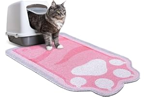 BeBeJoJo Katzenstreumatte 90x60CM,Leicht Zu Reinigende Katzenmatten, Rutschfest,Wasserdicht,Fallen Für Katzenstreu Matte,Rosa