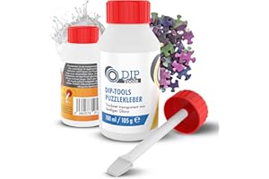 DIP TOOLS DIP-Tools Colle de puzzle 100 ml avec pinceau transparent à séchage rapide pour fixer et coller des puzzles, tenue durable et brillance, à placer ou accrocher au mur