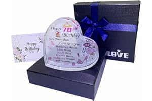 WOSHIDEFA 70th Birthday Gifts for Women,70th Birthday Gifts for Wife, Grandma, Mum, Sister ,Heart Crystal Keepsake,Unique 70th Birthday Present Ornament Collection for Her