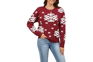 Quatrefox Weihnachten Pullover Damen Weihnachtspullover Winter Strickpullover Rundhals Pulli Herbst Winterpullover Langarm Casual Lockerer Grobstrickpullover Elegant Strickwaren Oberteile