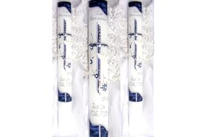 Taufkerze Kommunionkerze Junge Mädchen 400/40 mm VT-30 inkl. Zubehör für selbstbeschriften