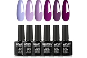 GZMAYUEN Esmaltes Permanentes Para Uñas Rosa y Esmalte Gel Semipermanente Púrpura 10ML Laca de Uñas UV Gel Morado Oscuro Pintauñas Permanentes Gel Nail Polish 6Pcs