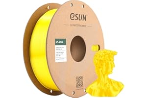 eSUN Jedwabny filament PLA 1,75 mm, jedwabisty błyszczący filament do drukarki 3D, dokładność wymiarowa +/- 0,05 mm, szpula 1 kg, filament do drukowania 3D do drukarek 3D, jedwabny żółty