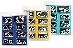 UOAESR 24PCS Metal Brain Teaser Puzzles Toy, Ring Educational Toys Brain Teaser, Steel IQ Games Physics Mind Metal Puzzles for Kids, Basket Stocking Stuffers for Boys Girls Adults Challenge Gifts, Party