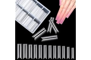UHELTOSLY 240 Stück Falsche Nägel Tipps,12 Größen Nagel Verlängerung Durchsichtige Nagelspitzen, Extra Lange Halbe Abdeckung Gerade Quadratische, Klare Acryl falsche Nägel Für DIY-Nagelkunst