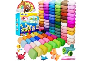 Ixiaoyoo Air Dry Clay, Modelling Clay for Kids, DIY Molding Magic Clay for with Tools, Soft & Non-Sticky, Toys Gifts for Age 3 4 5 6 7 8+ Years Old Boys Girls Kids (100 Colors)