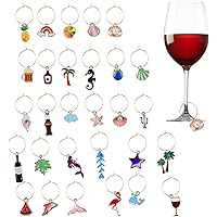 TIESOME 30 stuks wijnglas bedels, wijnglas charms met opbergtasje, glas