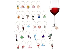 MIYUANGKJ Weinglas Anhänger 30 PCS Trinkgläser Charms Glasmarkierer Getränke Markierungen Glas Markierung mit Aufbewahrungstasche Cocktail Gläser Markieren Glasmarkierung Partydekoration Party Wein Glas Marker