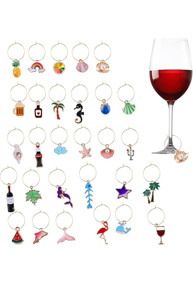 Abeillo Lot De 30 Breloques Pour Verre à Vin - Marqueurs | WhichOne