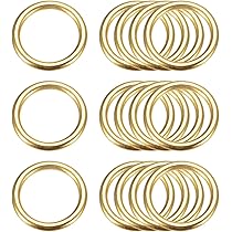 8 Pack Anneau en Laiton, 1.38 Pouces OD. 1.02 Pouces Épaisseur Boucle Ronde Soudée Sans Couture, Ton Or