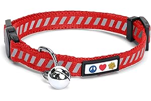 Pawtitas Collare per Gatti Riflettente con Fibbia di Sicurezza e Campanellino Rimovibile - per Gattini, Rosso