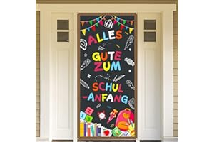 HOWAF Alles Gute Zum Schulanfang Banner für Einschulung Deko, Stoff Einschulung Banner für Tür Deko Schulanfang Schuleinführung Hintergrund Deko, Junge Mädchen 1. Schultag Deko, Tafel Design, 185x90cm