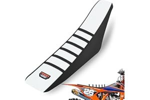 MCHMFG Universal Ribbed Dirt Bike Seat Cover - Gripper Soft Seat Cover for Most Dirt Pit Bike Motorcycle Black-White, MCHST-002-WH