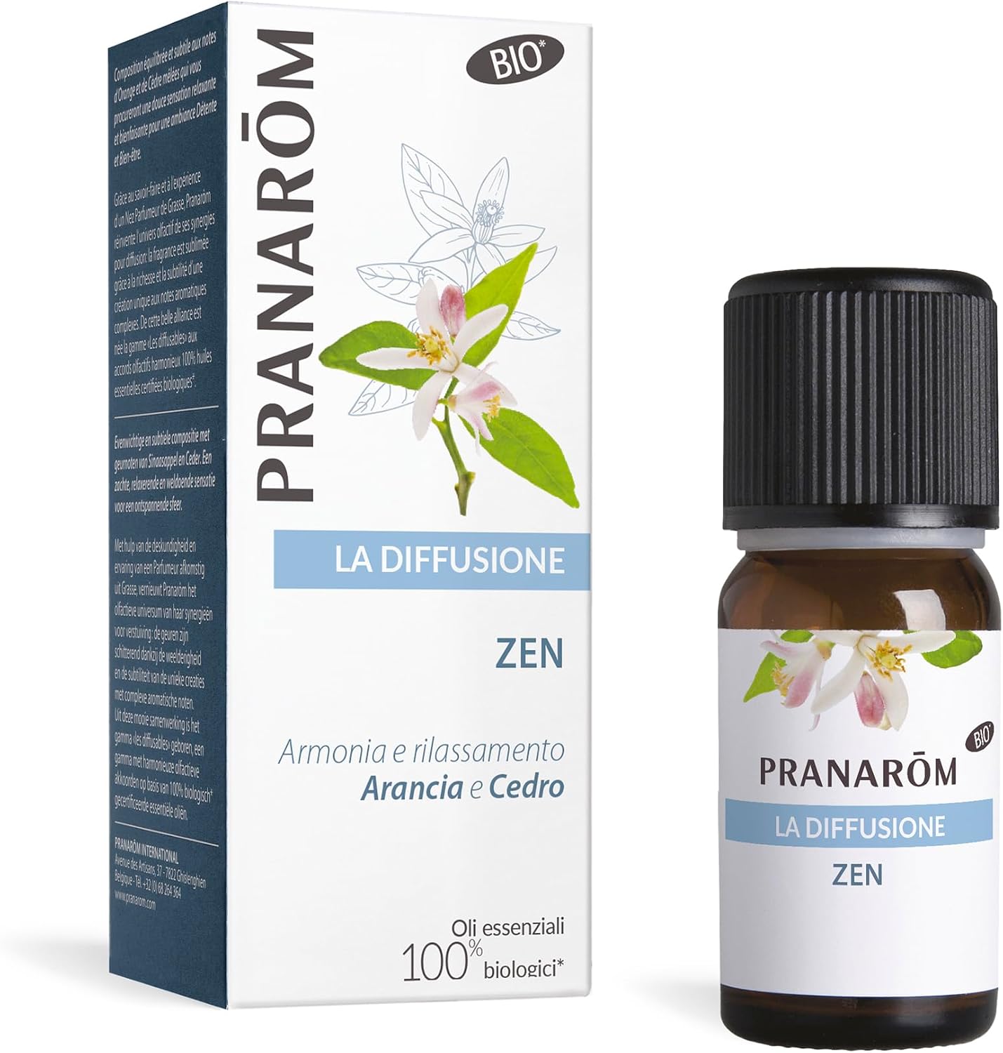 PRANAROM - Zen - Difusión - Aceites Esenciales 100% Puros, Naturales y Bio - Mezcla Que Favorece la Relajación y la Tranquilidad - Cítricos Calmantes y Cedro Mistico - Difusión Atmosférica - 30ml
