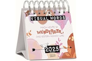 Visual Words Aquarell 2025: Aufstellbarer Typo-Art Postkartenkalender. Jede Woche ein neuer Spruch. Hochwertiger Wochenkalender für den Schreibtisch