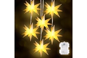 ‎SALCAR SALCAR 6er Set LED Weihnachtsstern Beleuchtet Außen Innen, LED Stern Batterie Weihnachtsdeko, 3D Leuchtstern Weihnachten Fenster Outdoor, Warmweiß