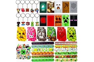 KEVRDRT Videospiel Party Mitgebsel Mit Geschenktüten, Notizbuch, Schlüsselanhänger, Armband, Aufkleber für Kindergeburtstag Deko