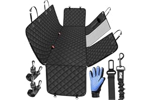 RAGI Pokrowiec na Tylne Siedzenie Samochodu dla Psa - Mata Ochronna na Tylny Fotel - Otwory na Pasy - Osłona Boczna Drzwi - Rozpinane Okienko - Miejsce dla Pasażera - Uniwersalny Rozmiar