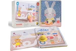 TAF TOYS Livre Magique à l’Eau Bébé – 12 Pages Réutilisables avec Tampon Inclus – Images Colorées qui Apparaissent à l’Eau – Éveil Sensoriel et Curiosité – Dès 18 Mois – 21,5 x 17 cm