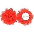 PrettyBoutique 7cm Chiffon Flower Brooch Corsage Safety Pin Dress Hat Bag Decoration Accessories (Red)