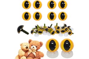 celloexpress 12mm Yellow Cats Eyes with Plastic Backs - Safety Eyes for Soft Toy Teddy Bear Animal Making (Pack of 4 Pairs)